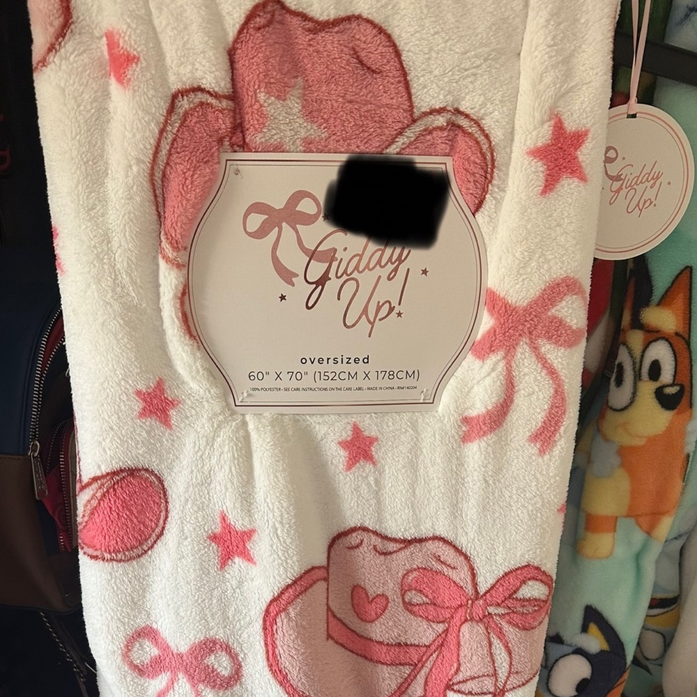 Giddy Up Oversized Pink and White Blanket